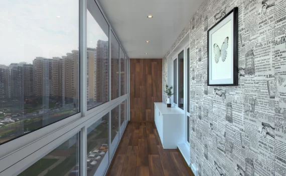 Отделка балкона кварцвинилом